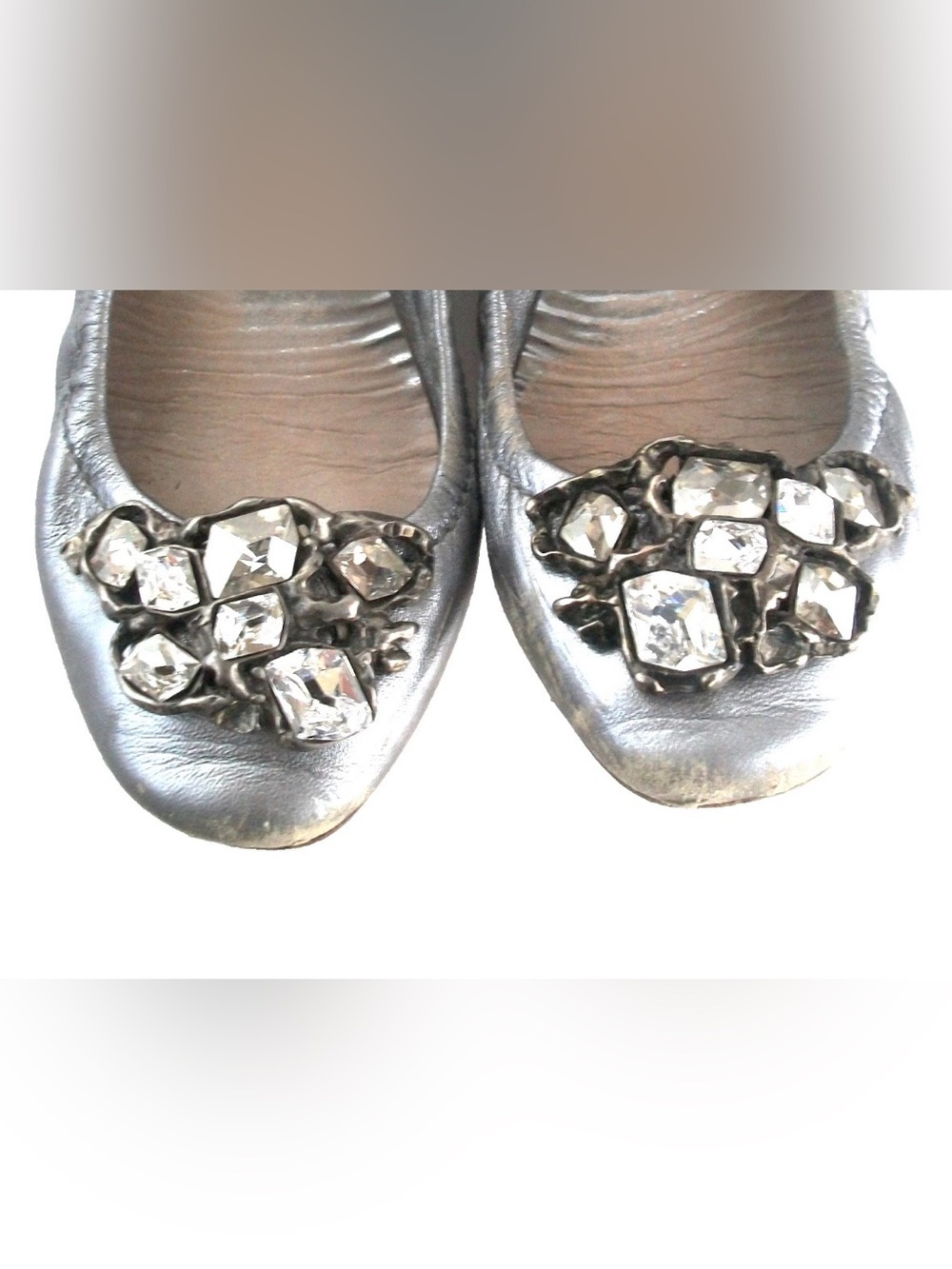 MIu Miu vintage  Silver artistic Jeweled Ballet Flats. Size 8.5